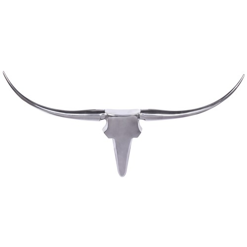FineBuy Deko Geweih Bull "L" Aluminium Deisgn Hörner 125 cm Wanddekoration Neu - Bild 1 von 4