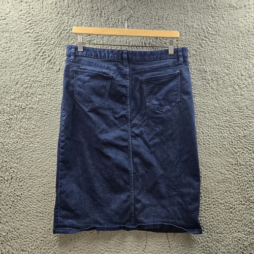 Jeanswest Womens Pencil Skirt Size 14 Blue Stretch Denim Front Slit Pockets - Picture 7 of 13
