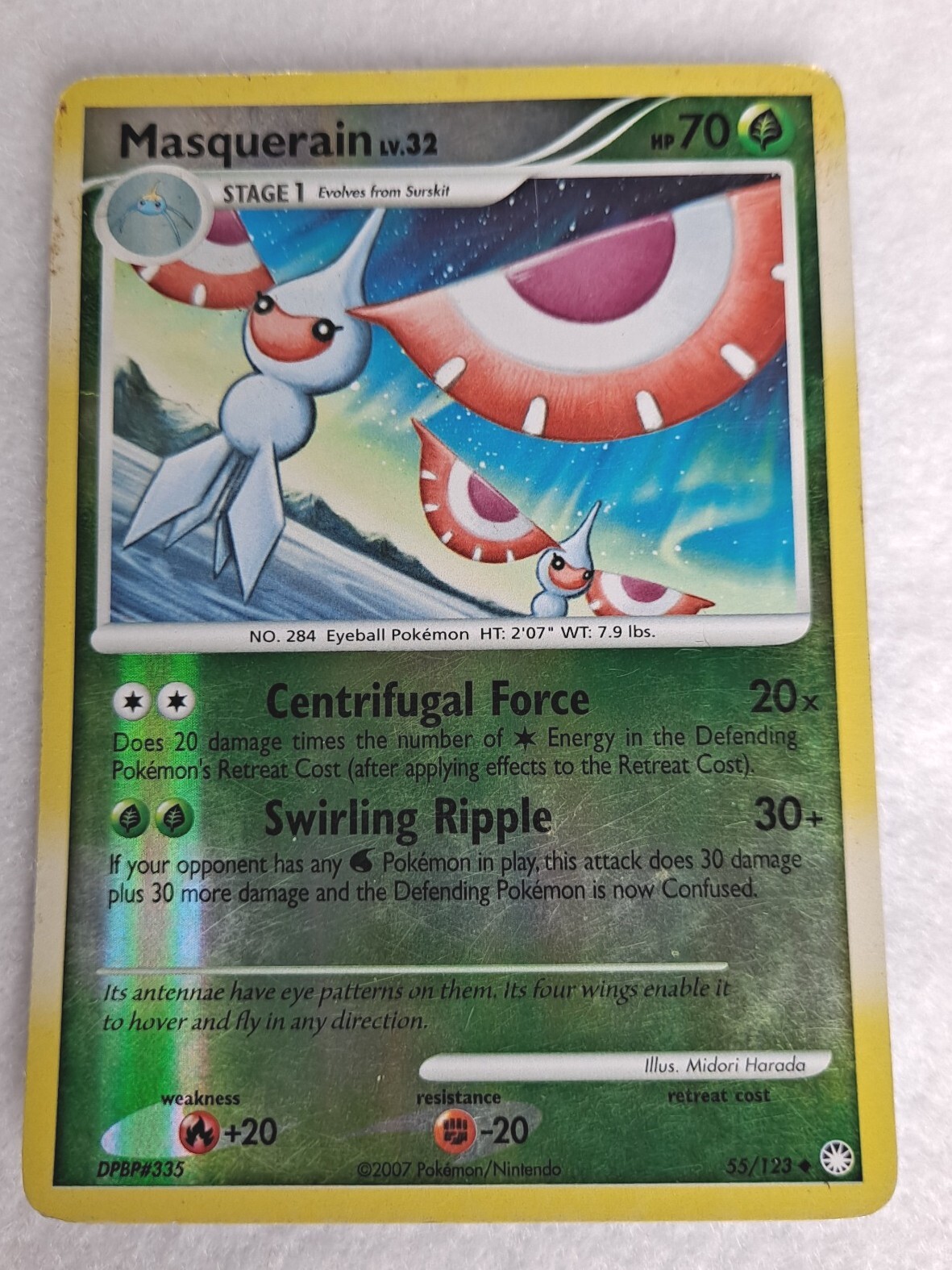 Masquerain Lv 32 Hp70 #335 55/123 - Pokémon Card TCG 2007