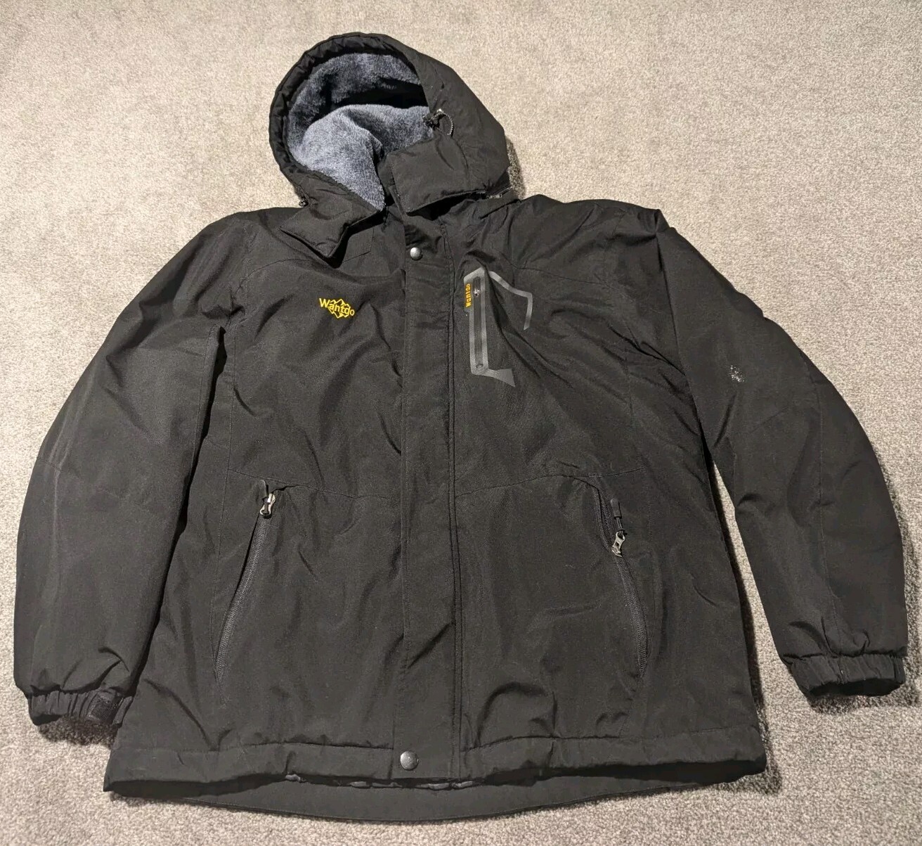 Mens Large Fleece Lined Coat Winter Parka Zip Pockets Utilit