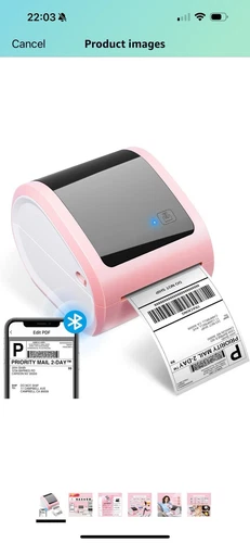 ASprink Bluetooth Shipping Label Printer 4X6 - Wireless Pink Thermal Label Pr...