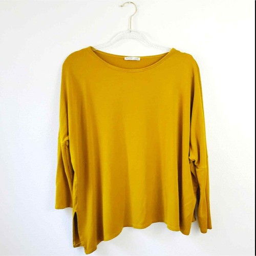 Zara Mustard Yellow Long Sleeve Asymmetrical Top | eBay