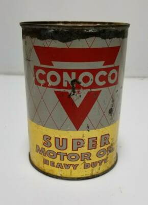 Vintage Conoco oil can Metal Sealed NEW 1qt