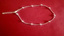 Beads on Bead Chain - Anklet (Adjustable) - Sterling Silver - Made In Italy (GP)