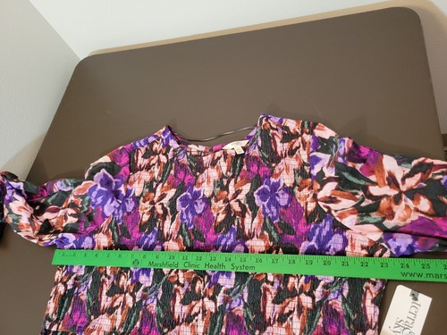 Terra & Sky Maxi Dress Plus Size 2X (20W-22W) Purple Pink Floral Tiered Peasant - Picture 12 of 22