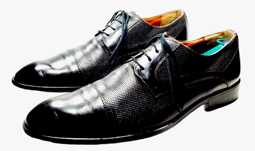 Herren Cap Toe elegante Schuhe Größe 9 schwarz Derby 4 Ösen Schnürschuhe EVOLUCION Mexiko