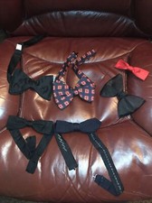 Vintage Bow tie Lot Of 4 Silk Adjustable Bow tie  2 Clip On Royal Delton NICE
