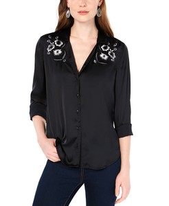 lucky brand embroidered yoke top