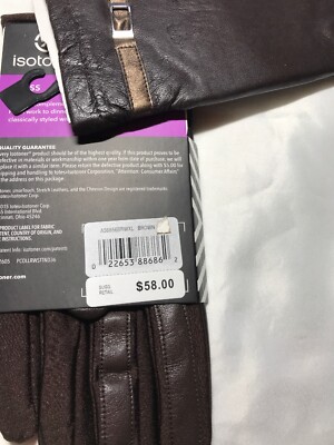 New ISOTONER Women Genuine Leather SmarTouch Fleece Lined Gloves