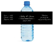 100 Elegant Black Wedding anniversary Engagement Party Water Bottle Labels