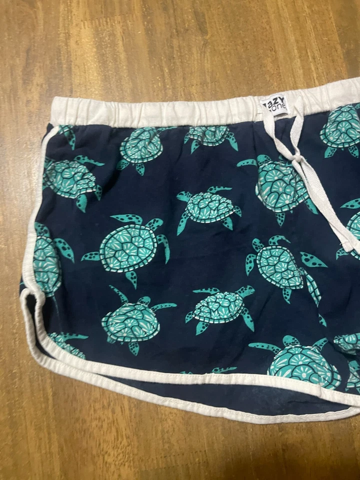 Lazy One Shorts, Women's Size XL, Black Green, Turtles, Tie Waist, Sleep Shorts - Image 3 of 4