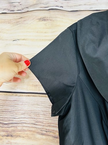 Abito midi Dressbarn donna nero manica corta collo sciallato aderente e svasato taglia 12 - Foto 7 di 12