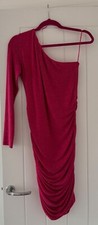 pink sparkle one sleeve bodycon dress size 12