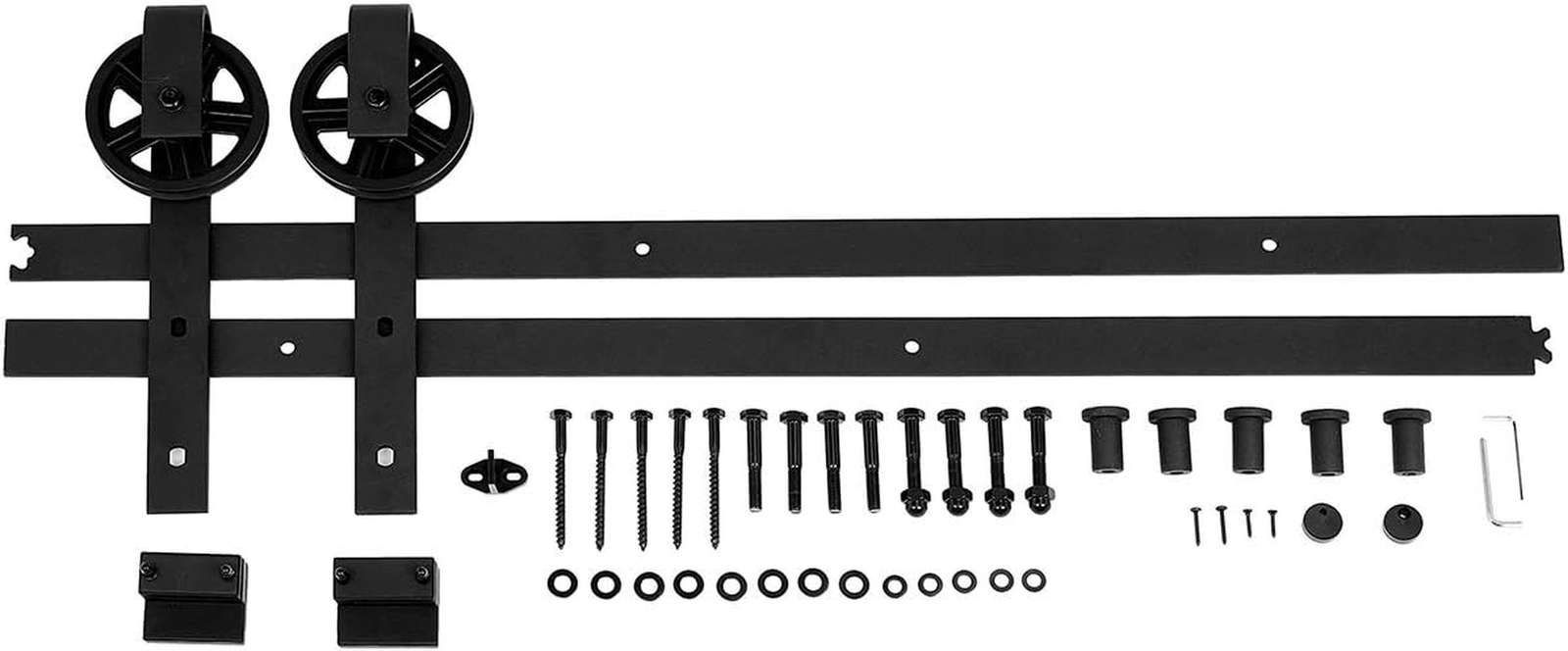 6.6ft Black Sliding Barn Door Hardware Kit with Big Wheels