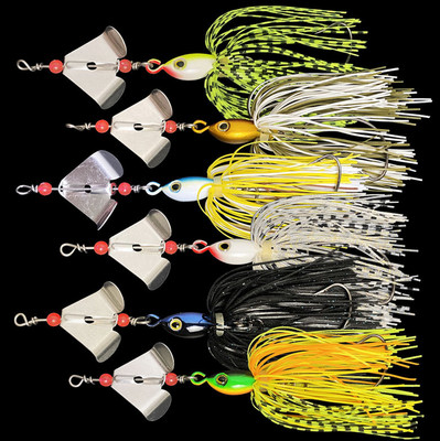 6pcs/pack Spinnerbait Jig Head Rubber Skirts Fishing Lure Pike Bass Spinner Bait