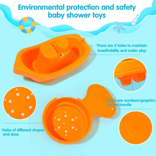 Baby Bath Toys for Kids Ages 1-3 | 11PCS Mold Free Floating Boats & Bathing S... - Picture 4 of 7