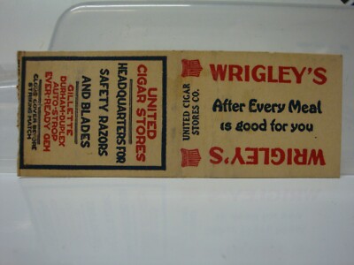 Wrigley's after every meal 1920s-30s made by  Diamond quality match