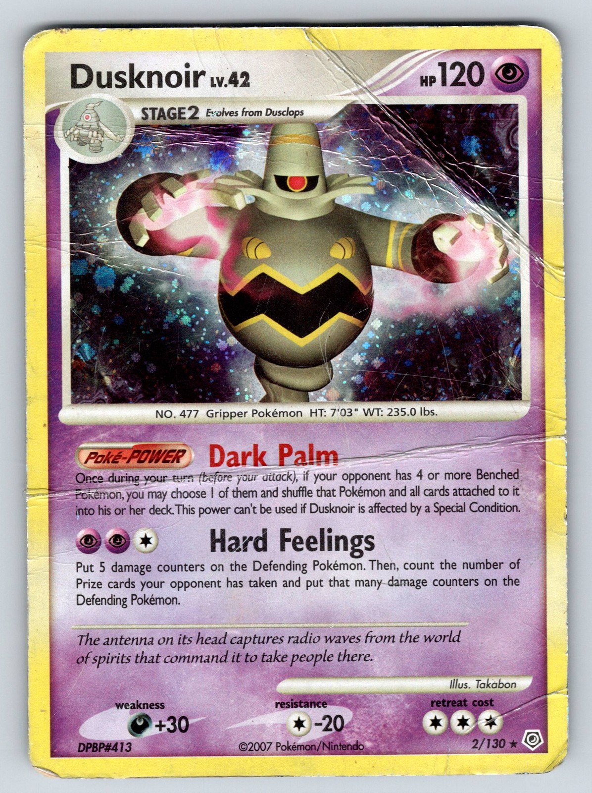 Holofoil Dusknoir 2/130 Diamond and Pearl DM