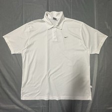 Vintage Nike Shirt Mens XL White Polo Button Collar Y2K Mesh Tennis Golf 00s Y2K
