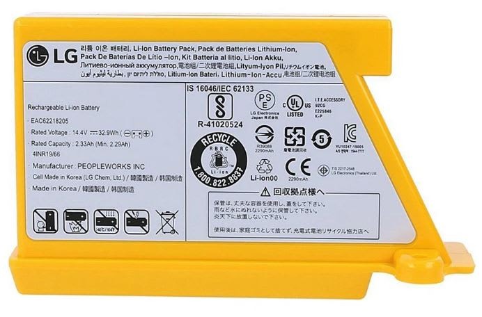 Batterie 14,8v aspirateur LG EAC62218205 autonomie 3Ah prolongée pour un nettoyage complet