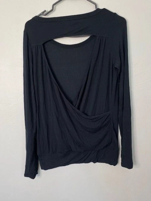 PrAna Synergy Yoga Open Back Top Size S-M Black Stretchy Dance Tencel - Image 2 of 4