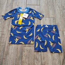 Hanna Andersson Pajama Set Kids 5 Blue Surfing Banana NEW Organic Cotton PJs Fun