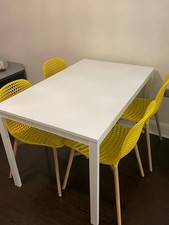 Unused Extendable Table And Classic Scandinavian Yellow Chairs, By Ikea