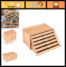 Wooden 6-Drawer Art Supply Storage Box - Organizer for Paints, Pastels, Brushes,