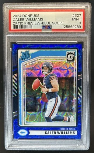 2024 Donruss Caleb Williams Optic Rated Rookie Preview Blue Scope #327 PSA 9