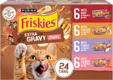 Purina Extra Gravy Wet Cat Food Chunky 24Ct Variety Pack With Chicken, Turkey,
