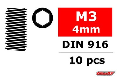 Team Corally Steel Set Screws M3 x 4mm Hex 10 pcs / C-3004-30-04
