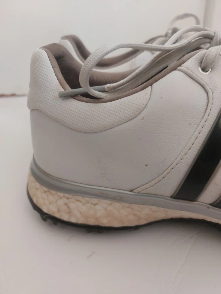 Zapatos de golf Adidas Tour360 Boost sin clavos para hombre 9 blancos BB7913 limpios Foto 4 de 4