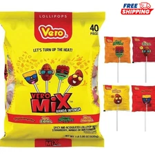 Paletas Vero Mix Banda Intensa Lollipops Chili Spicy Mexican Candy 40 Pcs   
