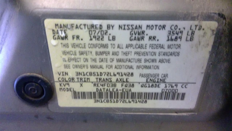 Used Interior Rear View Mirror fits: 2002 Nissan Sentra Grade A - Image 4 of 4