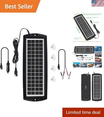 Lightweight 12V Solar Battery Charger with LED Indicator & Reverse Protection