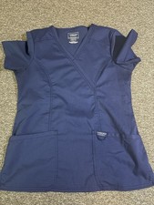 Cherokee Workwear Women  s Small Navy Scrub Top V Neck Medical Nurse Pockets