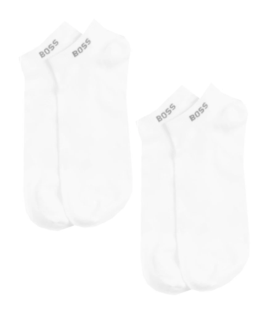 HUGO BOSS | Mens 2 Pack Pairs White Sneaker Trainer Socks | UK 9-11 EU 43-46