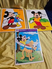 Mickey Mouse Vintge Puzzles Lot of 3 Playskool Whitman