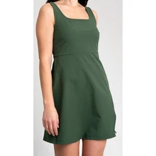 Alder Get Dirty Dress 20 Green Sleeveless Square Neck Athletic Fit Mini Dress S