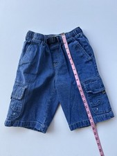 Lands End Shorts Boys Size S 8 Blue Jean Cargo Shorts Elastic Waist