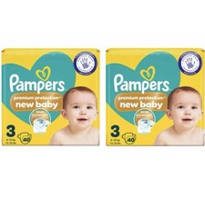 2 x Pampers Premium Protection New Baby Nappy’s - Size 3 - Pack Of 40 - See Desc 0.40 per nappy