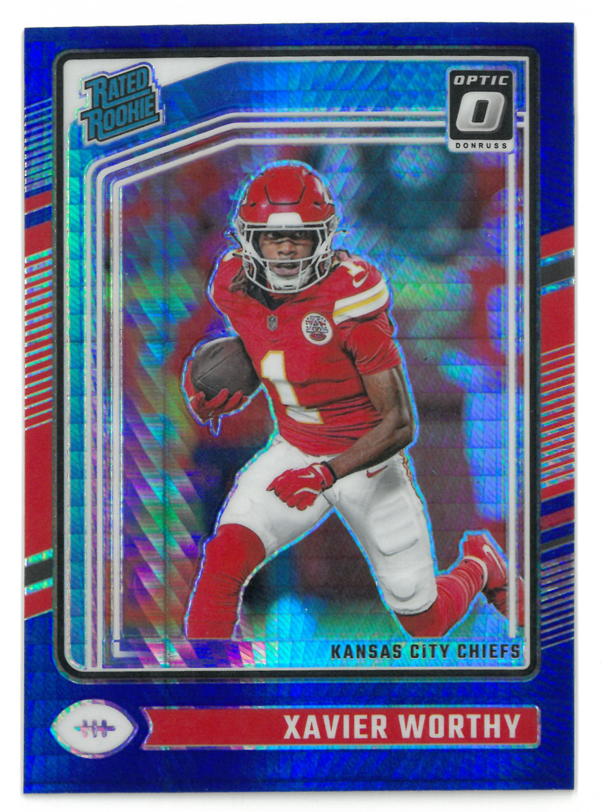 2024 Panini Donruss Optic - Xavier Worthy #300 Rated Rookie Blue Hyper Prizm