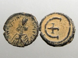 JUSTINIAN I BRONZE PENTANUMMIUM____Byzantine Empire_____CONSIDERED "LAST ROMAN"