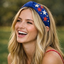 Handmade Royal Blue Sequin Stars Beads Headband