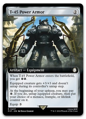 T-45 Power Armor (Extended Art) #437 (NM) Fallout PIP Magic MTG