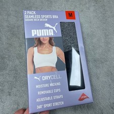 Puma 2 Pack Square Neck Seamless Sports Bras M DryCELL d0603