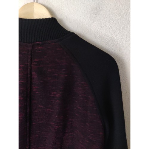 Wilfred Aritzia Black & Red Raglan Wool Blend Full Zip Bomber Jacket Size 4 - Picture 5 of 7