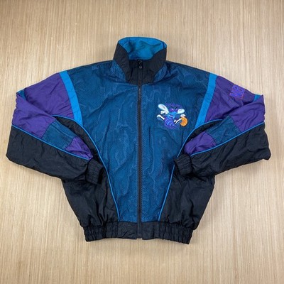 Vintage Pro Player Jacket Mens Small NBA Charlotte Hornets Windbreaker Light 90s