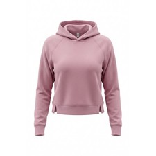 All in Motion Womens Pink Modal Blend Cropped Hoodie Sweatshirt Thumbholes XS