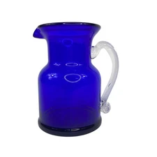 Cobalt Blue Glass Water Jug Art Glass Pitcher